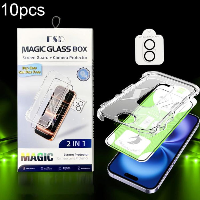 10 unidades de película protectora de vidrio templado HD curva 5D de fácil instalación para cajas a prueba de polvo con película para lente., For iPhone 17e / 16e, For iPhone 17 Pro Max, For iPhone 17 Pro, For iPhone 17, For iPhone Air                 ...