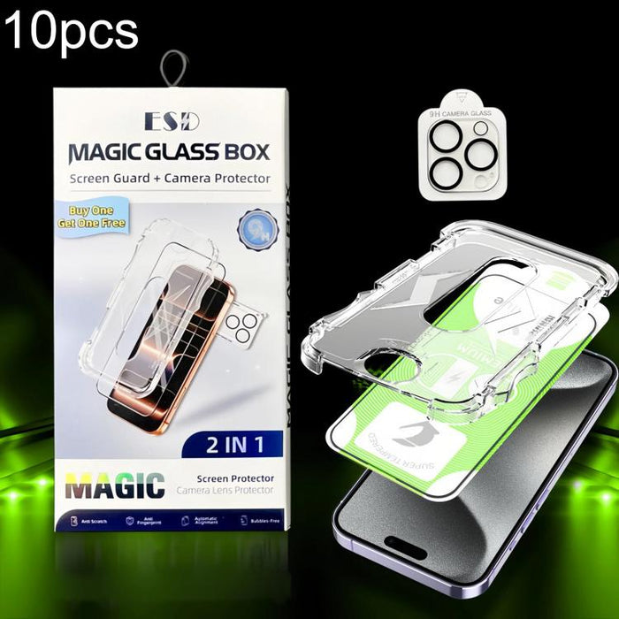 10 unidades de película protectora de vidrio templado HD curva 5D de fácil instalación para cajas a prueba de polvo con película para lente., For iPhone 17e / 16e, For iPhone 17 Pro Max, For iPhone 17 Pro, For iPhone 17, For iPhone Air                 ...