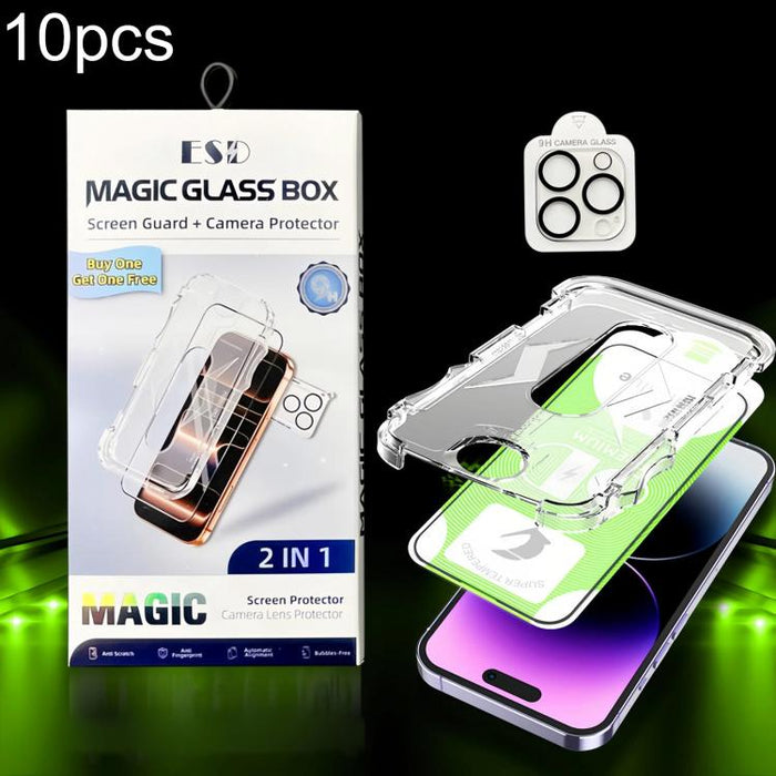 10 unidades de película protectora de vidrio templado HD curva 5D de fácil instalación para cajas a prueba de polvo con película para lente., For iPhone 17e / 16e, For iPhone 17 Pro Max, For iPhone 17 Pro, For iPhone 17, For iPhone Air                 ...