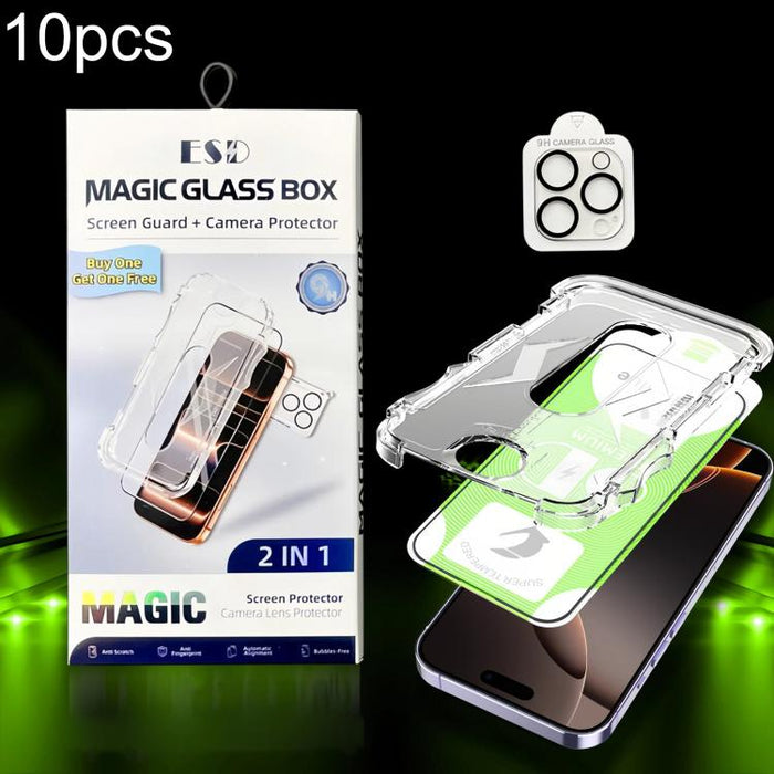 10 unidades de película protectora de vidrio templado HD curva 5D de fácil instalación para cajas a prueba de polvo con película para lente., For iPhone 17e / 16e, For iPhone 17 Pro Max, For iPhone 17 Pro, For iPhone 17, For iPhone Air                 ...