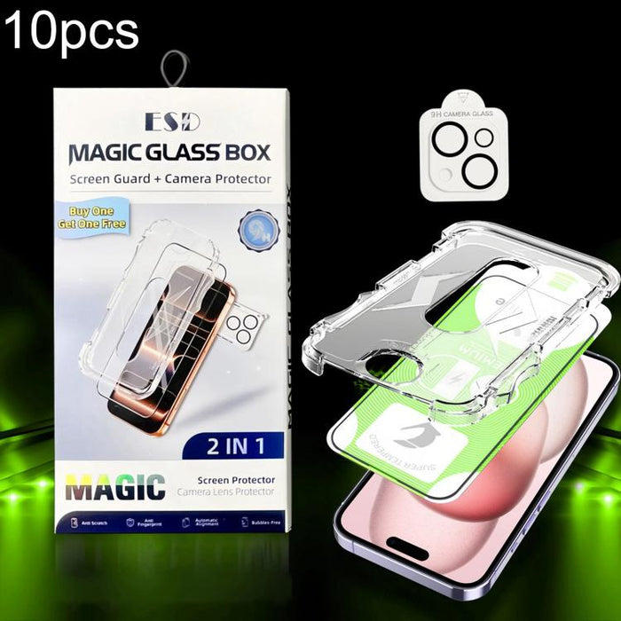 10 unidades de película protectora de vidrio templado HD curva 5D de fácil instalación para cajas a prueba de polvo con película para lente., For iPhone 17e / 16e, For iPhone 17 Pro Max, For iPhone 17 Pro, For iPhone 17, For iPhone Air                 ...