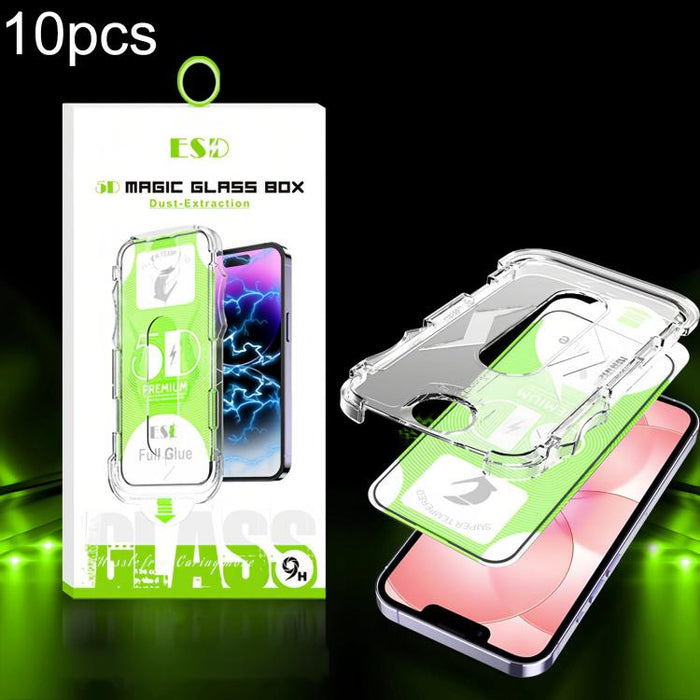 10 unidades de película de vidrio templado HD curva 5D de fácil instalación para cajas a prueba de polvo, For iPhone 17e / 16e / 14 / 13 Pro, For iPhone 17 Pro Max, For iPhone 17 Pro, For iPhone 17 / 16 Pro, For iPhone Air, For iPhone 16 Pro Max       ...