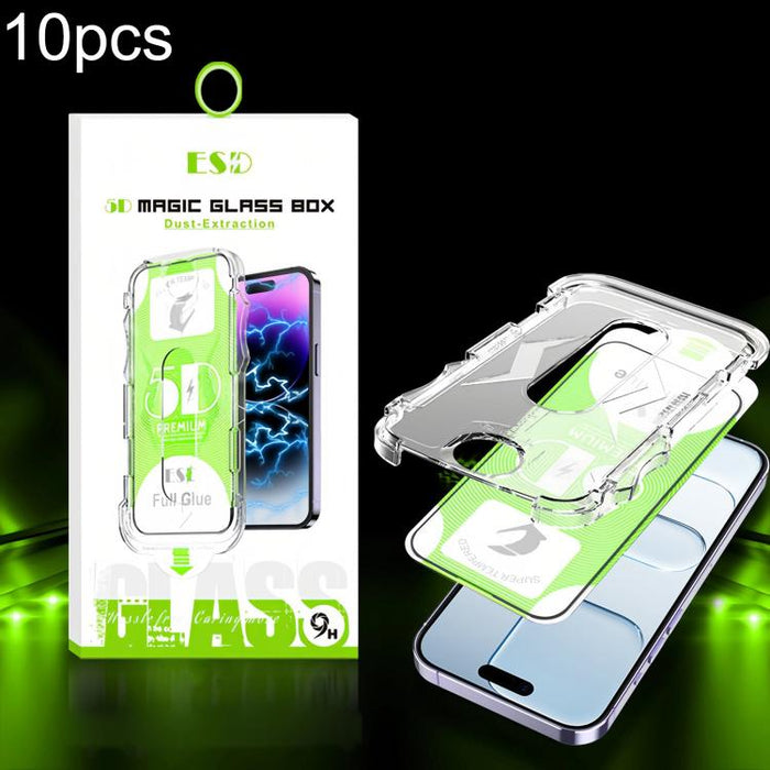 10 unidades de película de vidrio templado HD curva 5D de fácil instalación para cajas a prueba de polvo, For iPhone 17e / 16e / 14 / 13 Pro, For iPhone 17 Pro Max, For iPhone 17 Pro, For iPhone 17 / 16 Pro, For iPhone Air, For iPhone 16 Pro Max       ...