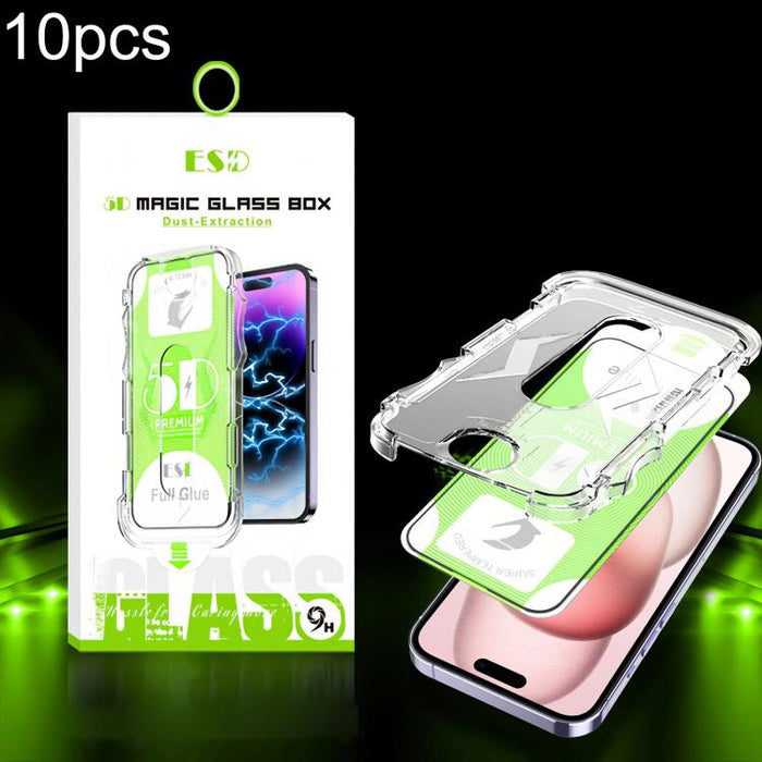 10 unidades de película de vidrio templado HD curva 5D de fácil instalación para cajas a prueba de polvo, For iPhone 17e / 16e / 14 / 13 Pro, For iPhone 17 Pro Max, For iPhone 17 Pro, For iPhone 17 / 16 Pro, For iPhone Air, For iPhone 16 Pro Max       ...