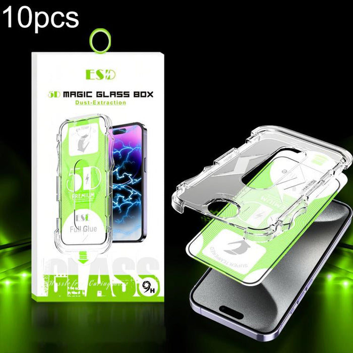 10 unidades de película de vidrio templado HD curva 5D de fácil instalación para cajas a prueba de polvo, For iPhone 17e / 16e / 14 / 13 Pro, For iPhone 17 Pro Max, For iPhone 17 Pro, For iPhone 17 / 16 Pro, For iPhone Air, For iPhone 16 Pro Max       ...