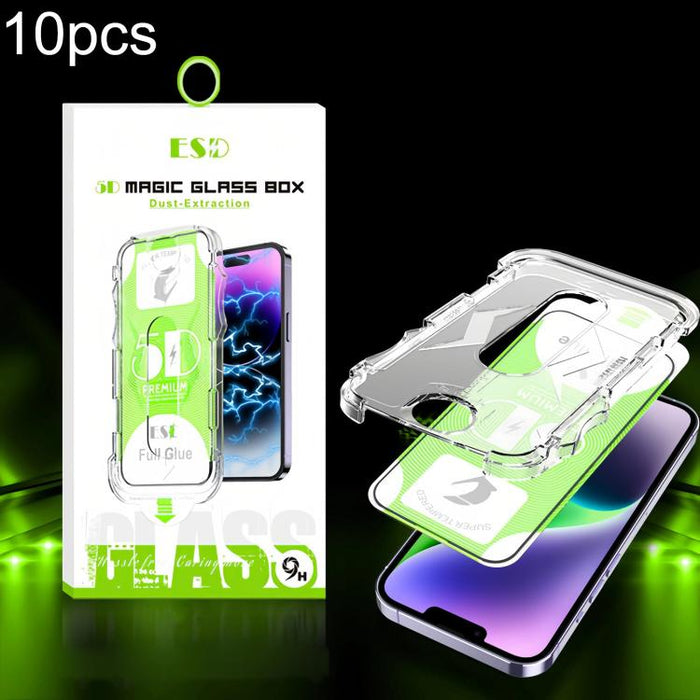10 unidades de película de vidrio templado HD curva 5D de fácil instalación para cajas a prueba de polvo, For iPhone 17e / 16e / 14 / 13 Pro, For iPhone 17 Pro Max, For iPhone 17 Pro, For iPhone 17 / 16 Pro, For iPhone Air, For iPhone 16 Pro Max       ...