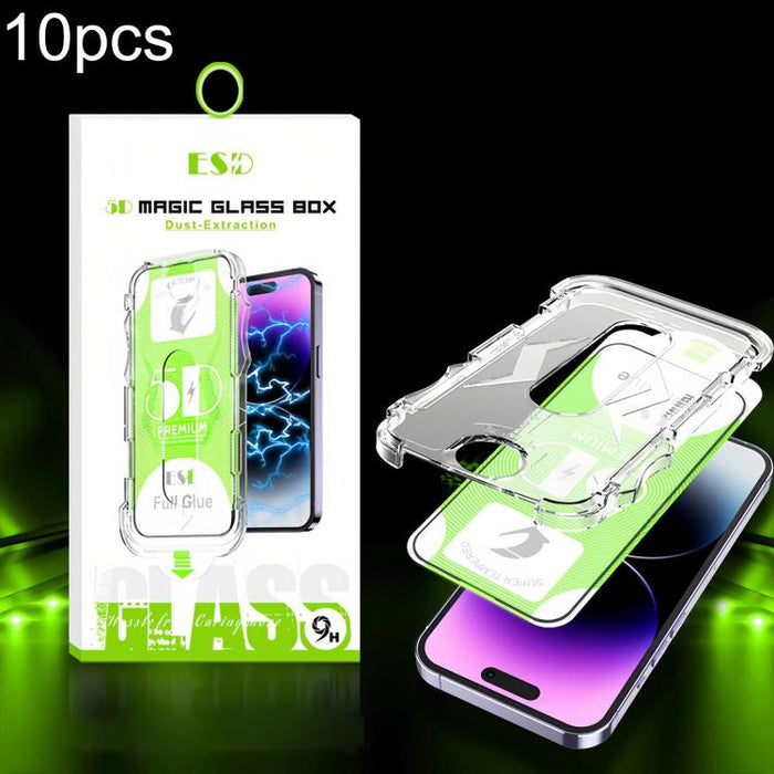 10 unidades de película de vidrio templado HD curva 5D de fácil instalación para cajas a prueba de polvo, For iPhone 17e / 16e / 14 / 13 Pro, For iPhone 17 Pro Max, For iPhone 17 Pro, For iPhone 17 / 16 Pro, For iPhone Air, For iPhone 16 Pro Max       ...