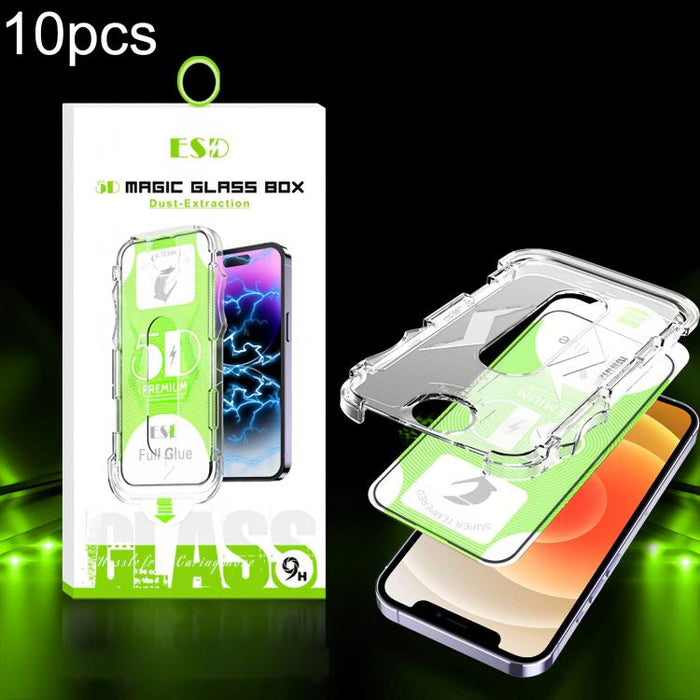 10 unidades de película de vidrio templado HD curva 5D de fácil instalación para cajas a prueba de polvo, For iPhone 17e / 16e / 14 / 13 Pro, For iPhone 17 Pro Max, For iPhone 17 Pro, For iPhone 17 / 16 Pro, For iPhone Air, For iPhone 16 Pro Max       ...