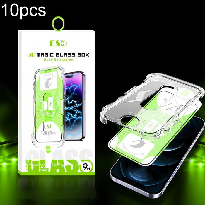 10 unidades de película de vidrio templado HD curva 5D de fácil instalación para cajas a prueba de polvo, For iPhone 17e / 16e / 14 / 13 Pro, For iPhone 17 Pro Max, For iPhone 17 Pro, For iPhone 17 / 16 Pro, For iPhone Air, For iPhone 16 Pro Max       ...