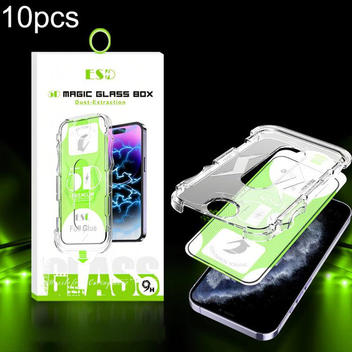 10 unidades de película de vidrio templado HD curva 5D de fácil instalación para cajas a prueba de polvo, For iPhone 17e / 16e / 14 / 13 Pro, For iPhone 17 Pro Max, For iPhone 17 Pro, For iPhone 17 / 16 Pro, For iPhone Air, For iPhone 16 Pro Max       ...