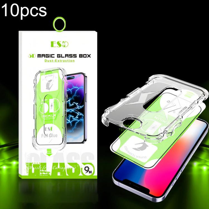 10 unidades de película de vidrio templado HD curva 5D de fácil instalación para cajas a prueba de polvo, For iPhone 17e / 16e / 14 / 13 Pro, For iPhone 17 Pro Max, For iPhone 17 Pro, For iPhone 17 / 16 Pro, For iPhone Air, For iPhone 16 Pro Max       ...