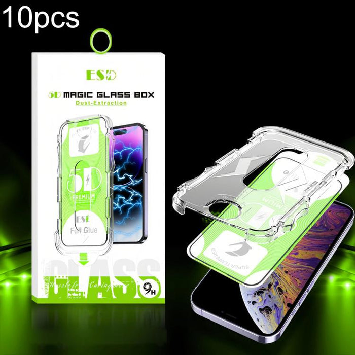 10 unidades de película de vidrio templado HD curva 5D de fácil instalación para cajas a prueba de polvo, For iPhone 17e / 16e / 14 / 13 Pro, For iPhone 17 Pro Max, For iPhone 17 Pro, For iPhone 17 / 16 Pro, For iPhone Air, For iPhone 16 Pro Max       ...