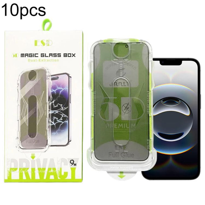 10 láminas de vidrio templado curvas 5D de fácil instalación para cajas a prueba de polvo y privacidad., For iPhone 17e / 16e / 14 / 13 Pro, For iPhone 17 Pro Max, For iPhone 17 Pro, For iPhone 17 / 16 Pro, For iPhone Air, For iPhone 16 Pro Max        ...