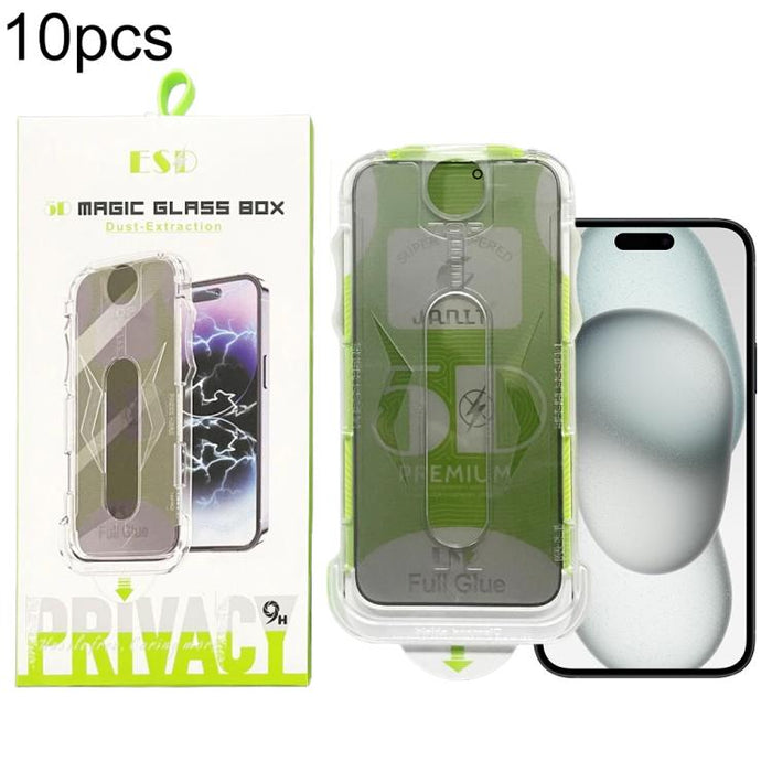 10 láminas de vidrio templado curvas 5D de fácil instalación para cajas a prueba de polvo y privacidad., For iPhone 17e / 16e / 14 / 13 Pro, For iPhone 17 Pro Max, For iPhone 17 Pro, For iPhone 17 / 16 Pro, For iPhone Air, For iPhone 16 Pro Max        ...