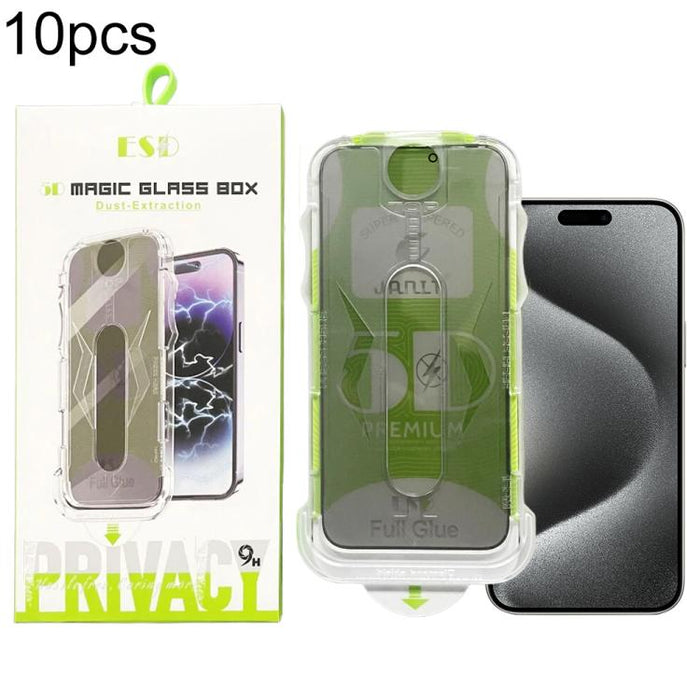 10 láminas de vidrio templado curvas 5D de fácil instalación para cajas a prueba de polvo y privacidad., For iPhone 17e / 16e / 14 / 13 Pro, For iPhone 17 Pro Max, For iPhone 17 Pro, For iPhone 17 / 16 Pro, For iPhone Air, For iPhone 16 Pro Max        ...