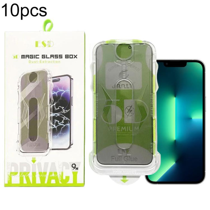 10 láminas de vidrio templado curvas 5D de fácil instalación para cajas a prueba de polvo y privacidad., For iPhone 17e / 16e / 14 / 13 Pro, For iPhone 17 Pro Max, For iPhone 17 Pro, For iPhone 17 / 16 Pro, For iPhone Air, For iPhone 16 Pro Max        ...