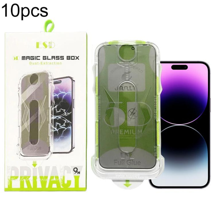 10 láminas de vidrio templado curvas 5D de fácil instalación para cajas a prueba de polvo y privacidad., For iPhone 17e / 16e / 14 / 13 Pro, For iPhone 17 Pro Max, For iPhone 17 Pro, For iPhone 17 / 16 Pro, For iPhone Air, For iPhone 16 Pro Max        ...