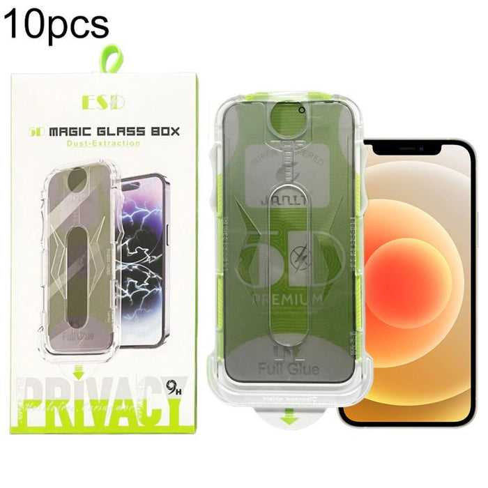 10 láminas de vidrio templado curvas 5D de fácil instalación para cajas a prueba de polvo y privacidad., For iPhone 17e / 16e / 14 / 13 Pro, For iPhone 17 Pro Max, For iPhone 17 Pro, For iPhone 17 / 16 Pro, For iPhone Air, For iPhone 16 Pro Max        ...