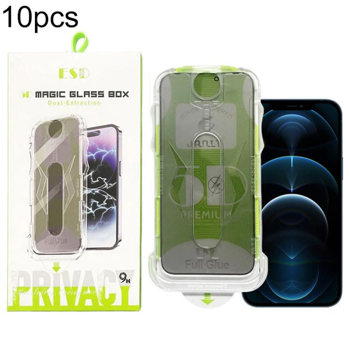 10 láminas de vidrio templado curvas 5D de fácil instalación para cajas a prueba de polvo y privacidad., For iPhone 17e / 16e / 14 / 13 Pro, For iPhone 17 Pro Max, For iPhone 17 Pro, For iPhone 17 / 16 Pro, For iPhone Air, For iPhone 16 Pro Max        ...