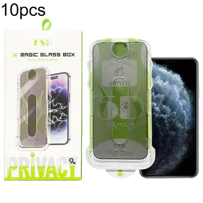 10 láminas de vidrio templado curvas 5D de fácil instalación para cajas a prueba de polvo y privacidad., For iPhone 17e / 16e / 14 / 13 Pro, For iPhone 17 Pro Max, For iPhone 17 Pro, For iPhone 17 / 16 Pro, For iPhone Air, For iPhone 16 Pro Max        ...