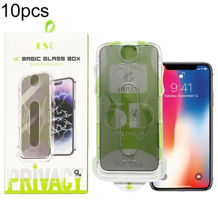 10 láminas de vidrio templado curvas 5D de fácil instalación para cajas a prueba de polvo y privacidad., For iPhone 17e / 16e / 14 / 13 Pro, For iPhone 17 Pro Max, For iPhone 17 Pro, For iPhone 17 / 16 Pro, For iPhone Air, For iPhone 16 Pro Max        ...