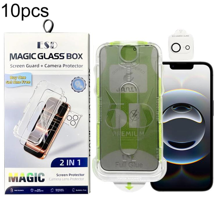 10 láminas de vidrio templado curvas 5D de fácil instalación para cajas a prueba de polvo con lente., For iPhone 17e / 16e, For iPhone 17 Pro Max, For iPhone 17 Pro, For iPhone 17, For iPhone Air, For iPhone 16 Pro Max, For iPhone 16 Pro               ...