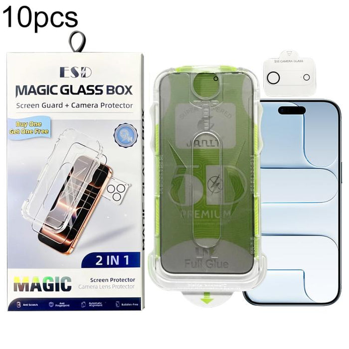 10 láminas de vidrio templado curvas 5D de fácil instalación para cajas a prueba de polvo con lente., For iPhone 17e / 16e, For iPhone 17 Pro Max, For iPhone 17 Pro, For iPhone 17, For iPhone Air, For iPhone 16 Pro Max, For iPhone 16 Pro               ...