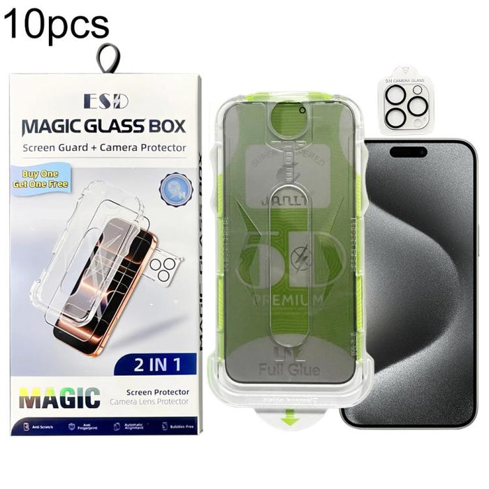 10 láminas de vidrio templado curvas 5D de fácil instalación para cajas a prueba de polvo con lente., For iPhone 17e / 16e, For iPhone 17 Pro Max, For iPhone 17 Pro, For iPhone 17, For iPhone Air, For iPhone 16 Pro Max, For iPhone 16 Pro               ...