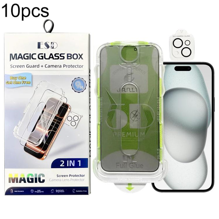 10 láminas de vidrio templado curvas 5D de fácil instalación para cajas a prueba de polvo con lente., For iPhone 17e / 16e, For iPhone 17 Pro Max, For iPhone 17 Pro, For iPhone 17, For iPhone Air, For iPhone 16 Pro Max, For iPhone 16 Pro               ...