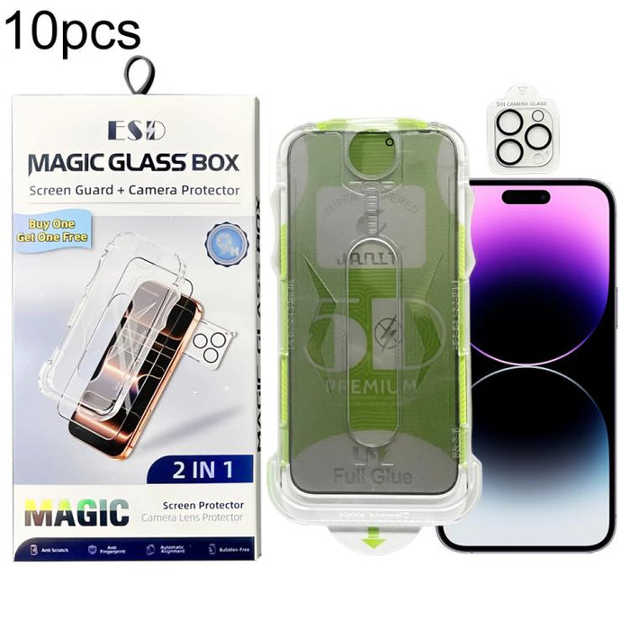 10 láminas de vidrio templado curvas 5D de fácil instalación para cajas a prueba de polvo con lente., For iPhone 17e / 16e, For iPhone 17 Pro Max, For iPhone 17 Pro, For iPhone 17, For iPhone Air, For iPhone 16 Pro Max, For iPhone 16 Pro               ...