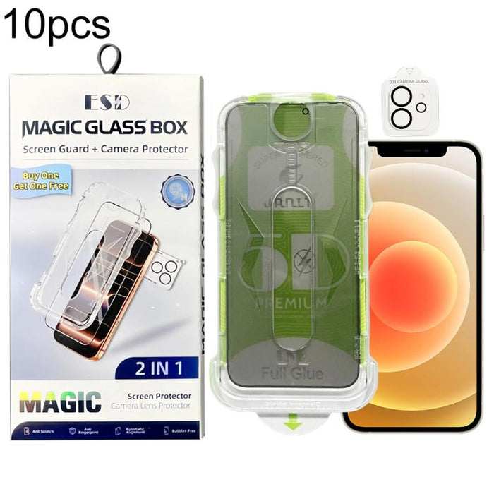 10 láminas de vidrio templado curvas 5D de fácil instalación para cajas a prueba de polvo con lente., For iPhone 17e / 16e, For iPhone 17 Pro Max, For iPhone 17 Pro, For iPhone 17, For iPhone Air, For iPhone 16 Pro Max, For iPhone 16 Pro               ...