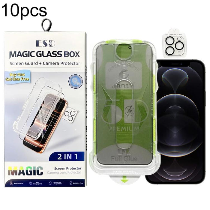 10 láminas de vidrio templado curvas 5D de fácil instalación para cajas a prueba de polvo con lente., For iPhone 17e / 16e, For iPhone 17 Pro Max, For iPhone 17 Pro, For iPhone 17, For iPhone Air, For iPhone 16 Pro Max, For iPhone 16 Pro               ...