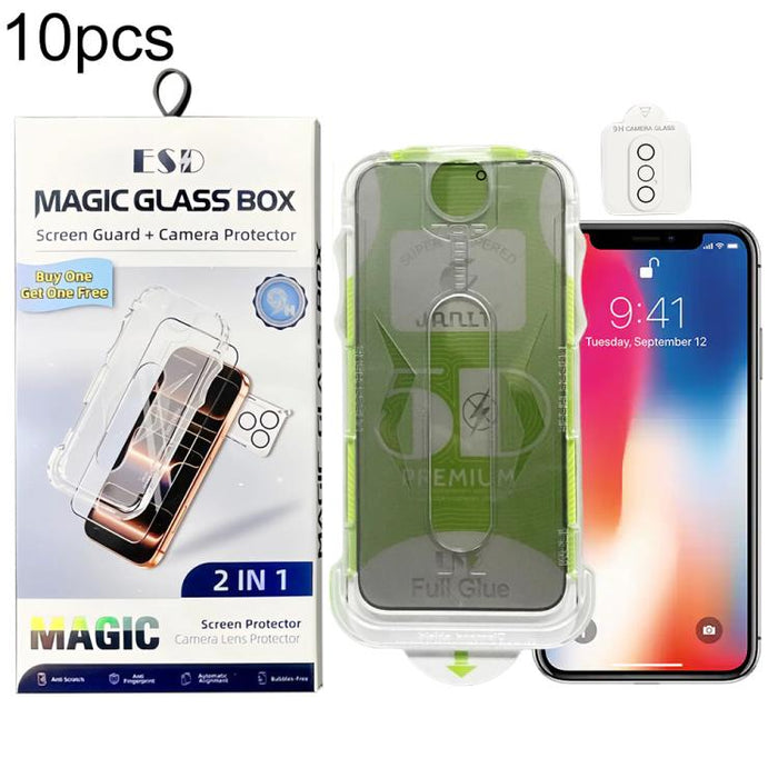 10 láminas de vidrio templado curvas 5D de fácil instalación para cajas a prueba de polvo con lente., For iPhone 17e / 16e, For iPhone 17 Pro Max, For iPhone 17 Pro, For iPhone 17, For iPhone Air, For iPhone 16 Pro Max, For iPhone 16 Pro               ...