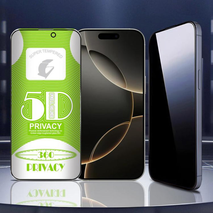 5 unidades de caja curva 5D a prueba de polvo, fácil instalación, con pantalla de vidrio templado de privacidad de borde a borde y 360 grados., For iPhone 17e / 16e / 14 / 13 Pro, For iPhone 17 Pro Max, For iPhone 17 Pro, For iPhone 17 / 16 Pro        ...