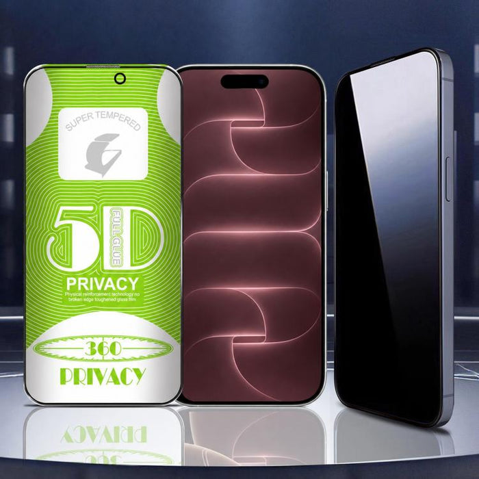 5 unidades de caja curva 5D a prueba de polvo, fácil instalación, con pantalla de vidrio templado de privacidad de borde a borde y 360 grados., For iPhone 17e / 16e / 14 / 13 Pro, For iPhone 17 Pro Max, For iPhone 17 Pro, For iPhone 17 / 16 Pro        ...