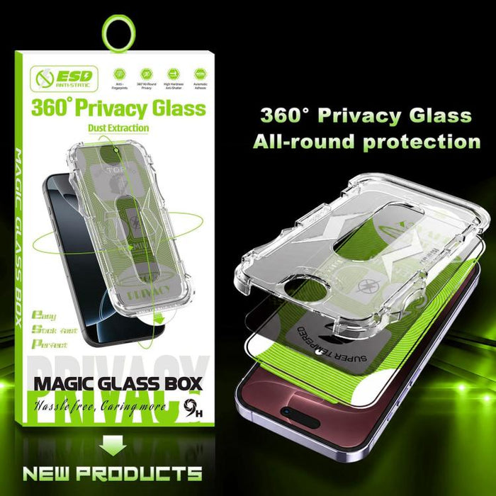 5 unidades de caja curva 5D a prueba de polvo, fácil instalación, con pantalla de vidrio templado de privacidad de borde a borde y 360 grados., For iPhone 17e / 16e / 14 / 13 Pro, For iPhone 17 Pro Max, For iPhone 17 Pro, For iPhone 17 / 16 Pro        ...