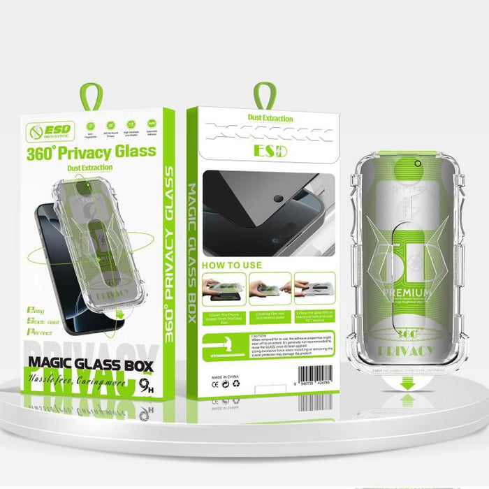 5 unidades de caja curva 5D a prueba de polvo, fácil instalación, con pantalla de vidrio templado de privacidad de borde a borde y 360 grados., For iPhone 17e / 16e / 14 / 13 Pro, For iPhone 17 Pro Max, For iPhone 17 Pro, For iPhone 17 / 16 Pro        ...