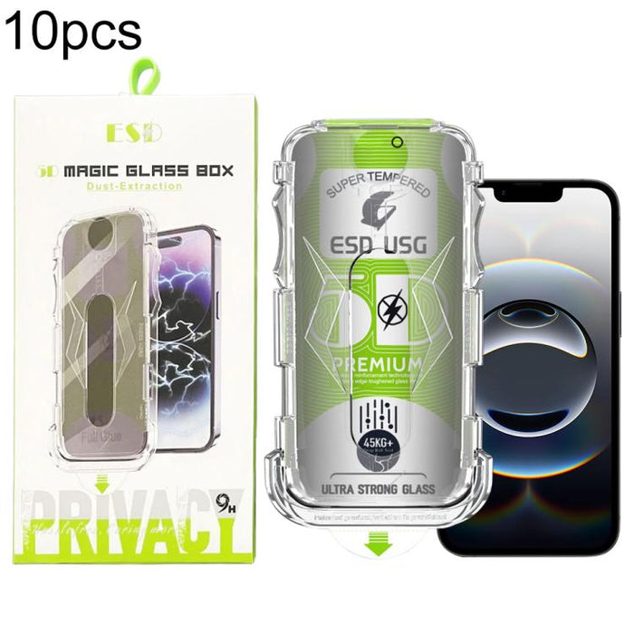 10 láminas de vidrio templado curvas 5D de fácil instalación para cajas a prueba de polvo y con cobertura total de borde a borde., For iPhone 17e / 16e / 14 / 13 Pro, For iPhone 17 Pro Max, For iPhone 17 Pro, For iPhone 17 / 16 Pro, For iPhone Air     ...