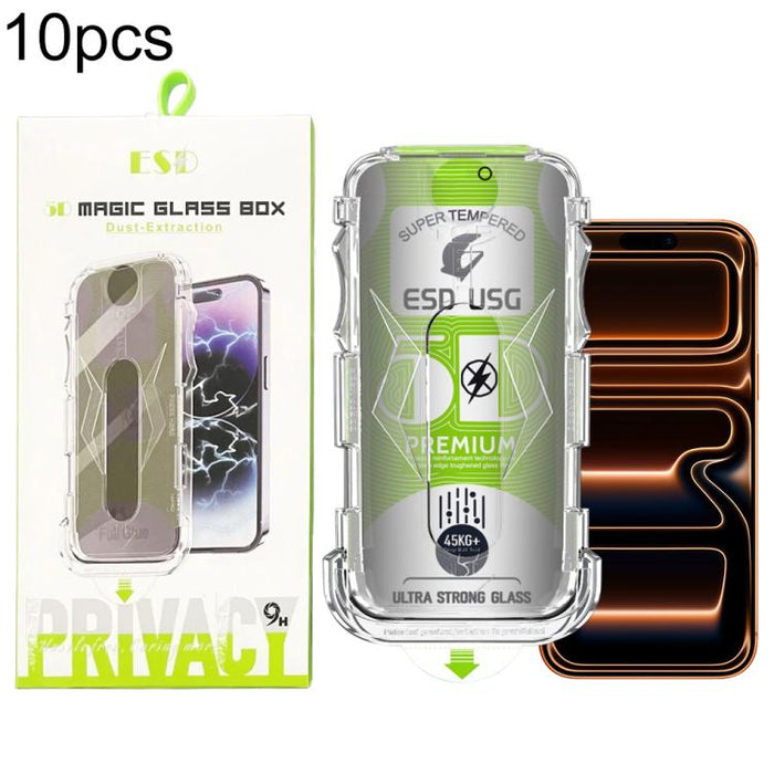 10 láminas de vidrio templado curvas 5D de fácil instalación para cajas a prueba de polvo y con cobertura total de borde a borde., For iPhone 17e / 16e / 14 / 13 Pro, For iPhone 17 Pro Max, For iPhone 17 Pro, For iPhone 17 / 16 Pro, For iPhone Air     ...