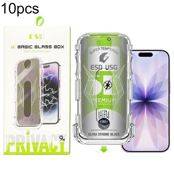 10 láminas de vidrio templado curvas 5D de fácil instalación para cajas a prueba de polvo y con cobertura total de borde a borde., For iPhone 17e / 16e / 14 / 13 Pro, For iPhone 17 Pro Max, For iPhone 17 Pro, For iPhone 17 / 16 Pro, For iPhone Air     ...