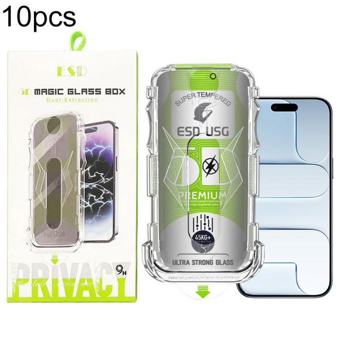 10 láminas de vidrio templado curvas 5D de fácil instalación para cajas a prueba de polvo y con cobertura total de borde a borde., For iPhone 17e / 16e / 14 / 13 Pro, For iPhone 17 Pro Max, For iPhone 17 Pro, For iPhone 17 / 16 Pro, For iPhone Air     ...
