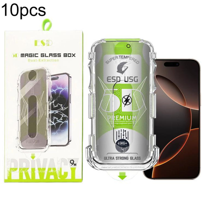 10 láminas de vidrio templado curvas 5D de fácil instalación para cajas a prueba de polvo y con cobertura total de borde a borde., For iPhone 17e / 16e / 14 / 13 Pro, For iPhone 17 Pro Max, For iPhone 17 Pro, For iPhone 17 / 16 Pro, For iPhone Air     ...