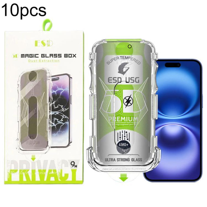 10 láminas de vidrio templado curvas 5D de fácil instalación para cajas a prueba de polvo y con cobertura total de borde a borde., For iPhone 17e / 16e / 14 / 13 Pro, For iPhone 17 Pro Max, For iPhone 17 Pro, For iPhone 17 / 16 Pro, For iPhone Air     ...