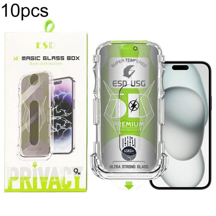 10 láminas de vidrio templado curvas 5D de fácil instalación para cajas a prueba de polvo y con cobertura total de borde a borde., For iPhone 17e / 16e / 14 / 13 Pro, For iPhone 17 Pro Max, For iPhone 17 Pro, For iPhone 17 / 16 Pro, For iPhone Air     ...