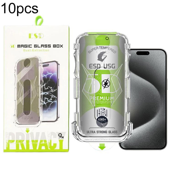10 láminas de vidrio templado curvas 5D de fácil instalación para cajas a prueba de polvo y con cobertura total de borde a borde., For iPhone 17e / 16e / 14 / 13 Pro, For iPhone 17 Pro Max, For iPhone 17 Pro, For iPhone 17 / 16 Pro, For iPhone Air     ...