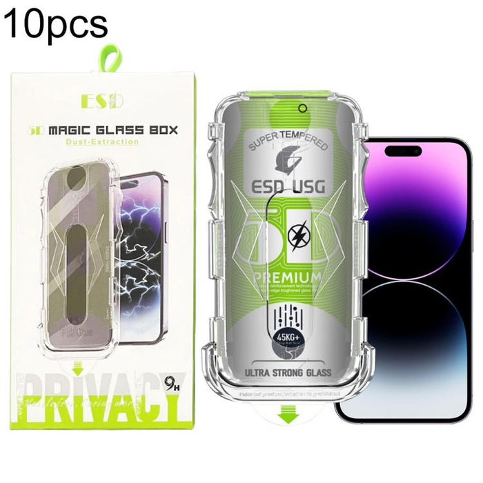 10 láminas de vidrio templado curvas 5D de fácil instalación para cajas a prueba de polvo y con cobertura total de borde a borde., For iPhone 17e / 16e / 14 / 13 Pro, For iPhone 17 Pro Max, For iPhone 17 Pro, For iPhone 17 / 16 Pro, For iPhone Air     ...