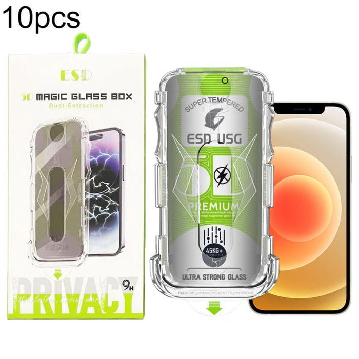 10 láminas de vidrio templado curvas 5D de fácil instalación para cajas a prueba de polvo y con cobertura total de borde a borde., For iPhone 17e / 16e / 14 / 13 Pro, For iPhone 17 Pro Max, For iPhone 17 Pro, For iPhone 17 / 16 Pro, For iPhone Air     ...