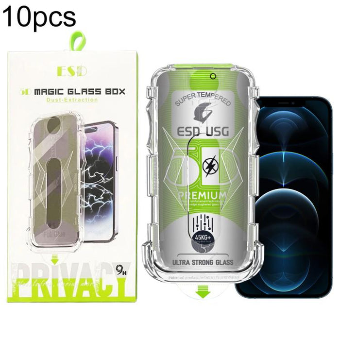10 láminas de vidrio templado curvas 5D de fácil instalación para cajas a prueba de polvo y con cobertura total de borde a borde., For iPhone 17e / 16e / 14 / 13 Pro, For iPhone 17 Pro Max, For iPhone 17 Pro, For iPhone 17 / 16 Pro, For iPhone Air     ...
