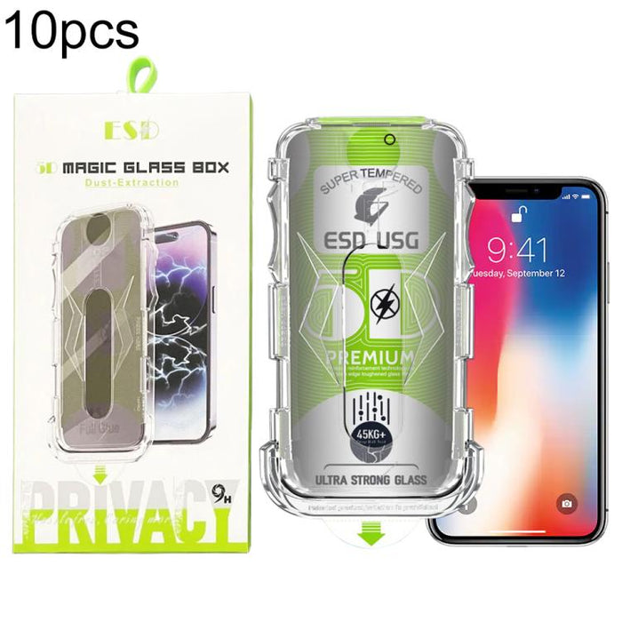 10 láminas de vidrio templado curvas 5D de fácil instalación para cajas a prueba de polvo y con cobertura total de borde a borde., For iPhone 17e / 16e / 14 / 13 Pro, For iPhone 17 Pro Max, For iPhone 17 Pro, For iPhone 17 / 16 Pro, For iPhone Air     ...