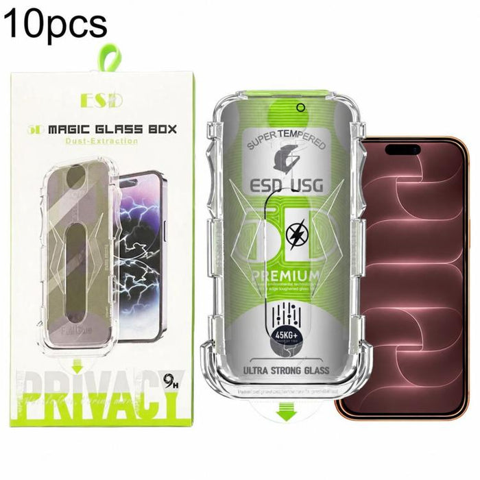 10 láminas de vidrio templado curvas 5D de fácil instalación para cajas a prueba de polvo y con cobertura total de borde a borde., For iPhone 17e / 16e / 14 / 13 Pro, For iPhone 17 Pro Max, For iPhone 17 Pro, For iPhone 17 / 16 Pro, For iPhone Air     ...
